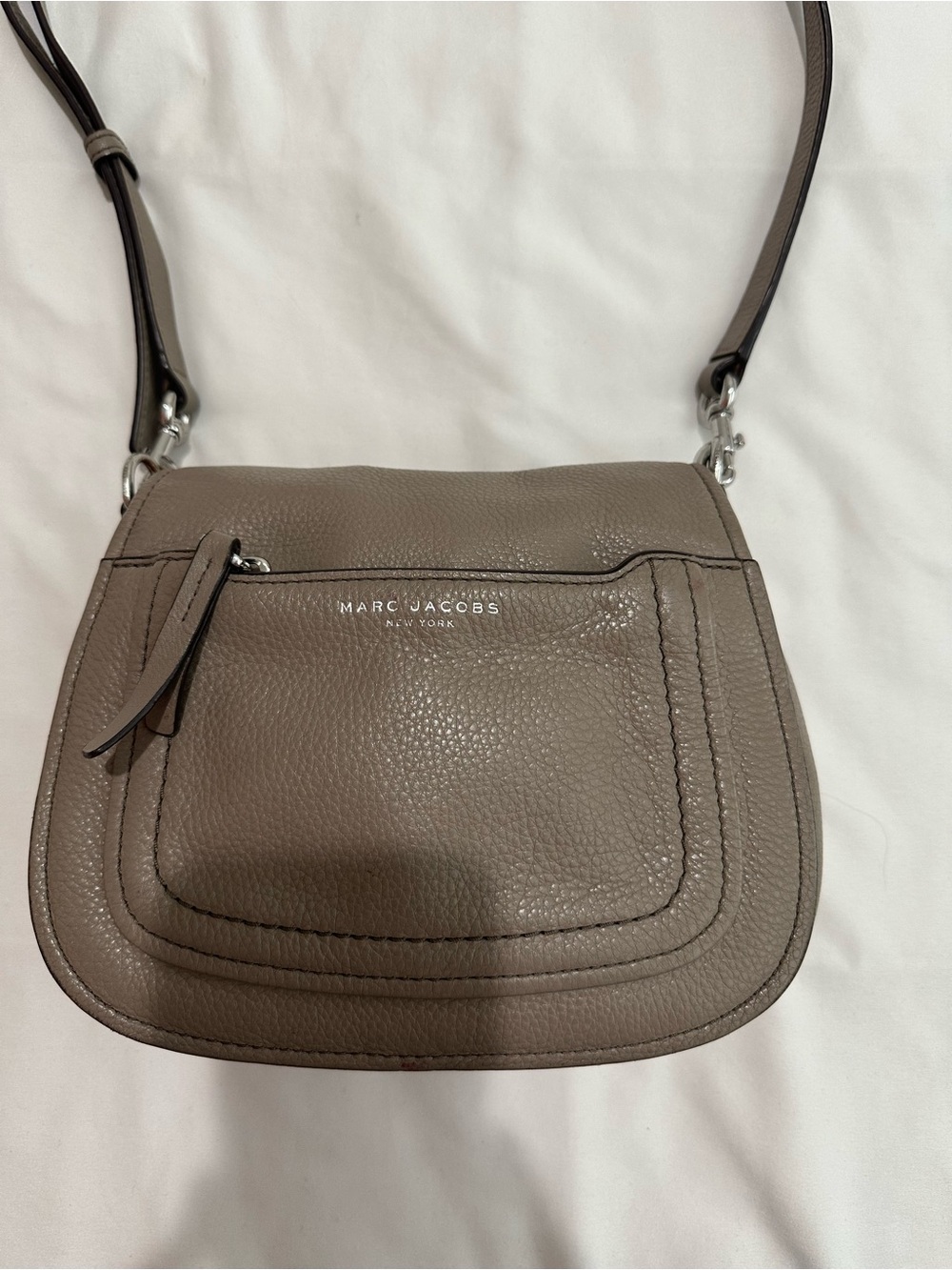 Marc Jacobs Pebbled Leather Crossbody in Taupe Gray